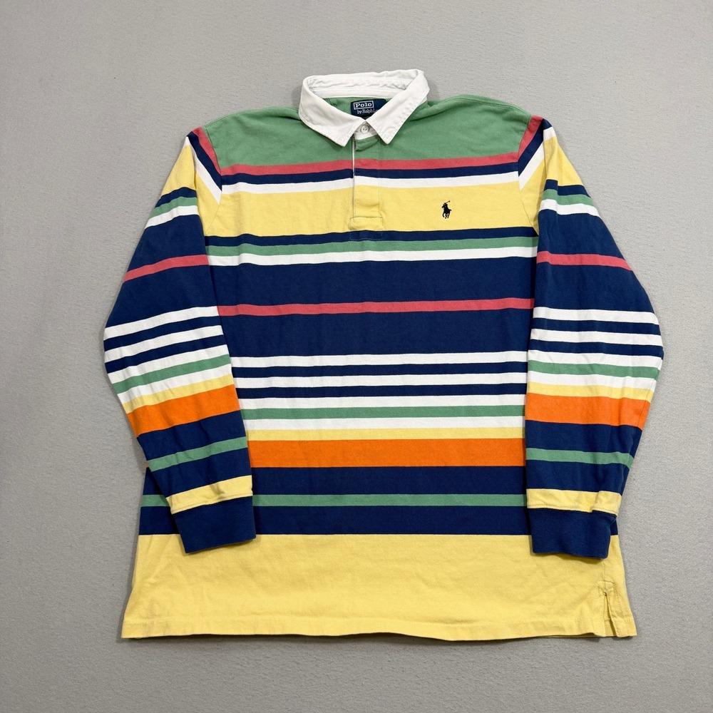 Polo Ralph Lauren Rugby Shirt Mens XXL Multi Color Classic Fit Striped LS Preppy